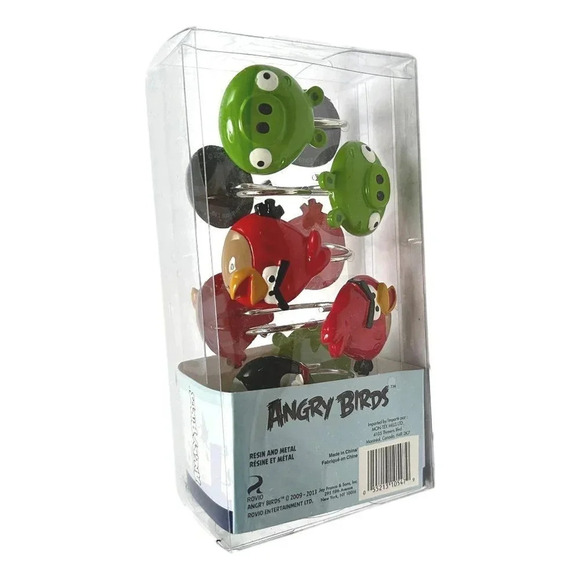 Rovio Angry Birds Shower Curtin Hooks Rings  Resin and Metal Box 12 New - Picture 2 of 5